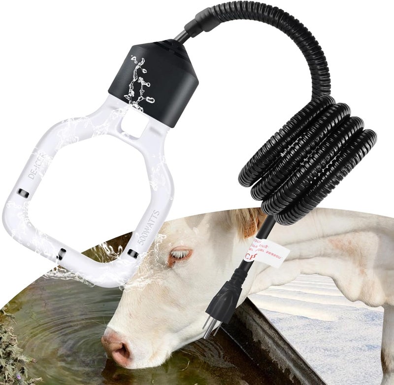 Kardeep 500W Bird Bath Heater, Cast Aluminum Submergible Stock Tank Heater De-icer Thermostatic Control Chicken Water Heater, Bird Bath Deicer for Winter Livestock - Image 1